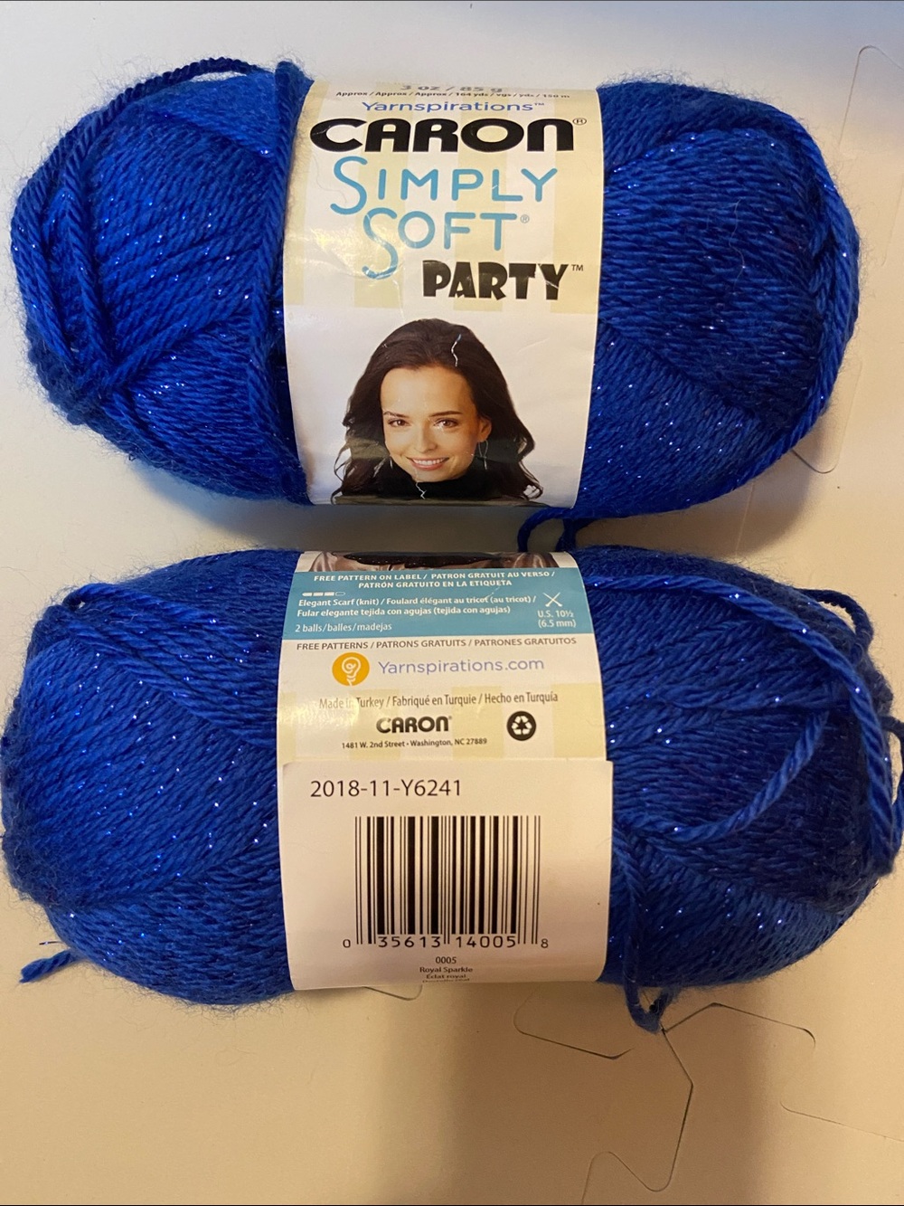 Caron Simply Soft Party Sparkling Royal Blue Yarn - 2-Pack